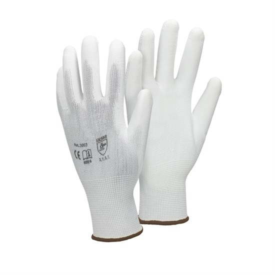 Bild von ECD Germany 1 Paar Arbeitshandschuhe mit PU-Beschichtung, Größe 9-L, Weiß, atmungsaktiv, rutschfest, robust, Mechanikerhandschuhe Montagehandschuhe Schutzhandschuhe Gartenhandschuhe Handschuhe
