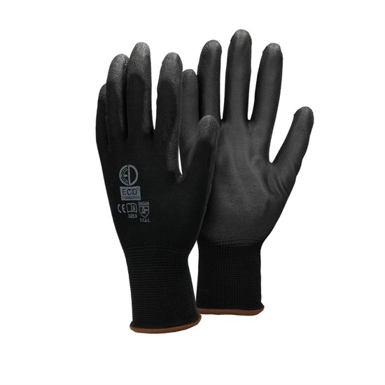 Bild von ECD Germany 120 Paar Arbeitshandschuhe mit PU-Beschichtung, Größe 9-L, Schwarz, atmungsaktiv, rutschfest, robust, Mechanikerhandschuhe Montagehandschuhe Schutzhandschuhe Gartenhandschuhe Handschuhe
