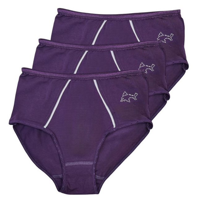 Bild von Toker Collection® Hüftslip Hipster "Sabrina" mit Glitzerapplikation 3 Stück (Packung, 3er Pack) Kontrastnähte im Vorderteil