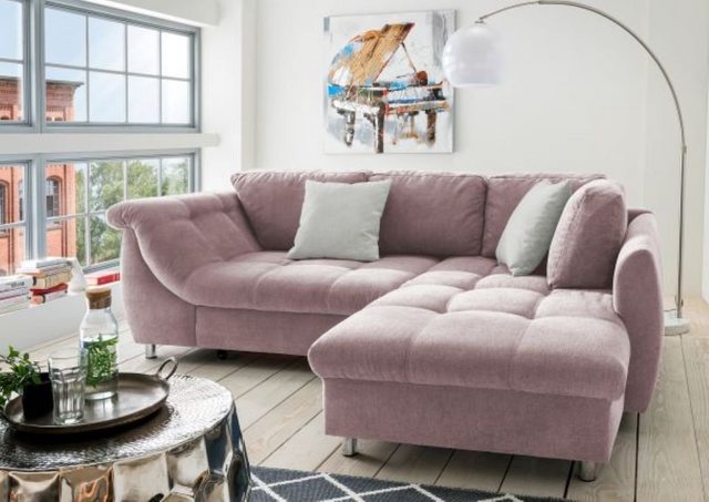 Bild von Stylisches Ecksofa Agira von Benformato mit Schlaffunktion, verschiedene Farben, gemütliche Rückenkissen, hochwertige Wellenunterfederung