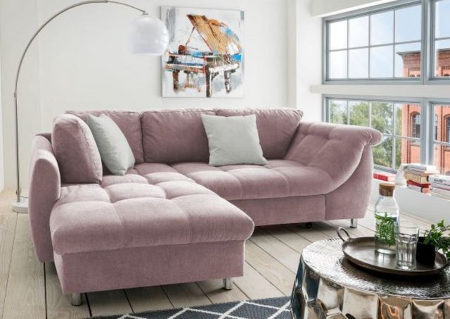Bild von Stylisches Ecksofa Agira von Benformato mit Schlaffunktion, verschiedene Farben, gemütliche Rückenkissen, hochwertige Wellenunterfederung