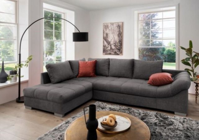 Bild von Ecksofa Alvito mit Schlaffunktion - Eleganter Mikrofaser Stoff in Verschiedenen Farben, von Benformato