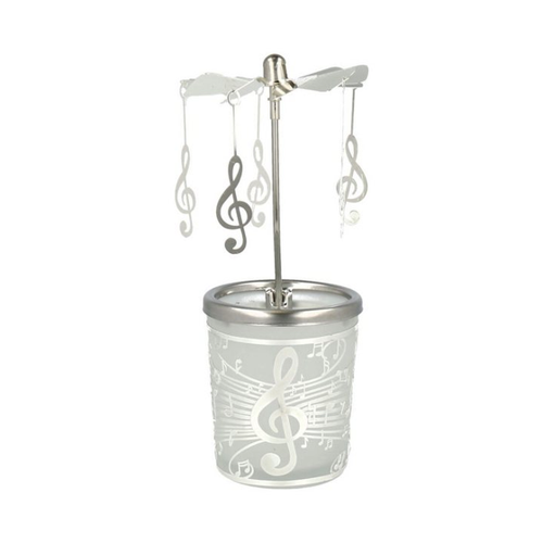 Bild von Mugesh Tischkerzenhalter Windlicht Glas-Karussell mit Violinschlüssel, für Musiker