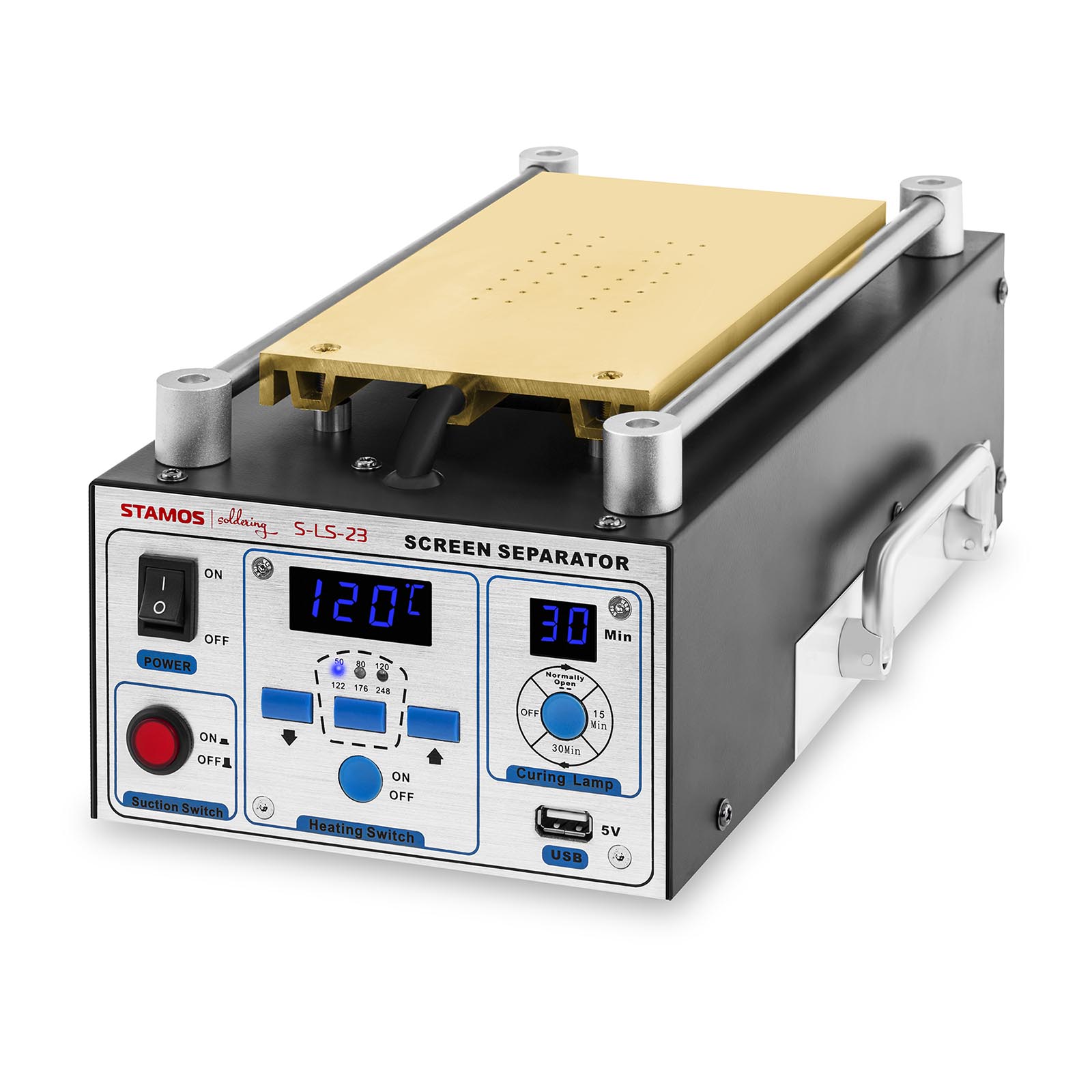Bild von Stamos Soldering S-LS-23 LCD Separator für Display Reparatur (370 W, bis 8 Zoll, UV-Lampe 16 W, Vakuumgreifer 14 W 0,05 MPa, USB-Anschluss)