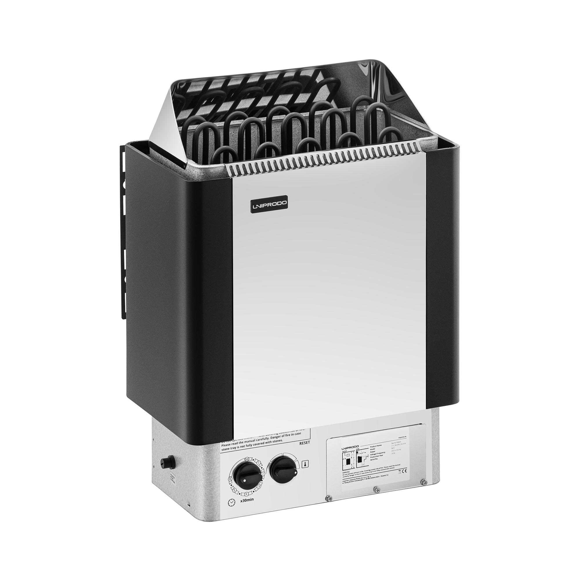 Bild von Uniprodo Saunaofen - 9 kW - 30 bis 110 °C - inkl. Steuerung