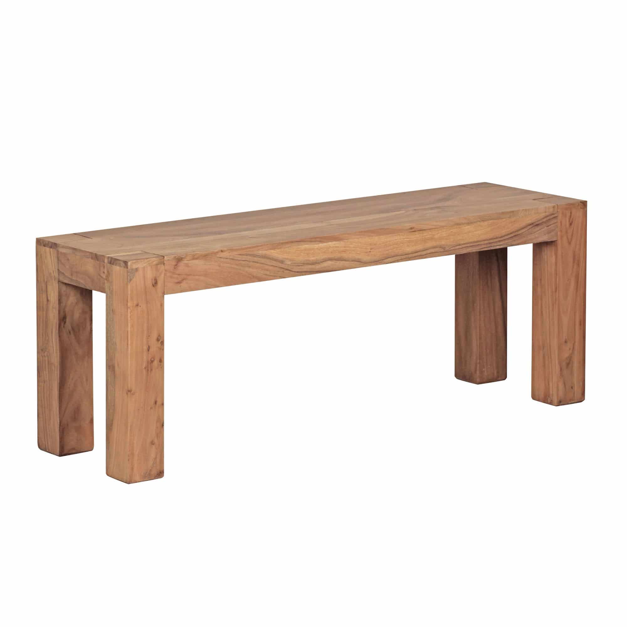 Bild von WOHNLING Esszimmer Sitzbank MUMBAI Massiv-Holz Akazie 120 x 45 x 35 cm Design Holz-Bank Natur-Produkt Küchenbank Landhaus-Stil dunkel-braun Bank 3-Sitzer für innen ohne Rücken-Lehne Echt-Holz unbehand