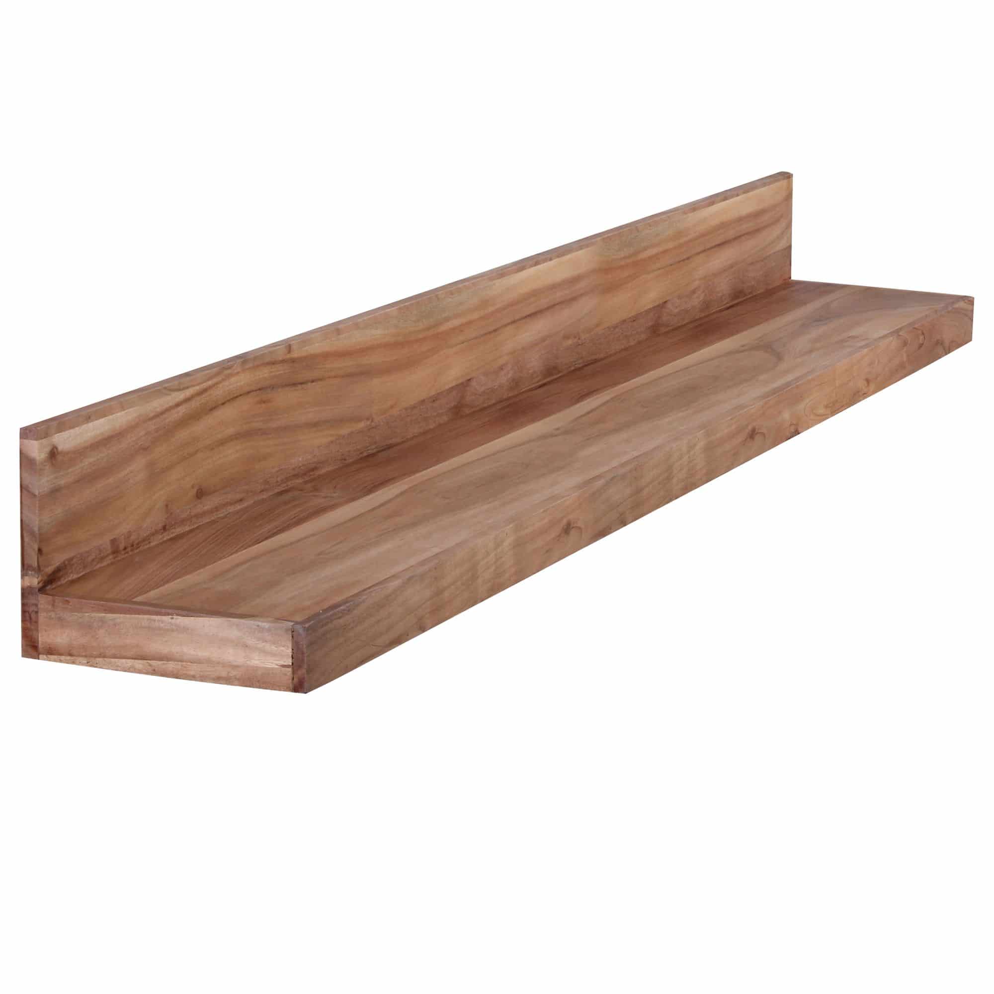 Bild von Wandregal MUMBAI Massiv-Holz Akazie Holzregal 160 cm Landhaus-Stil Hänge-Regal Echt-Holz Wand-Board Natur-Produkt