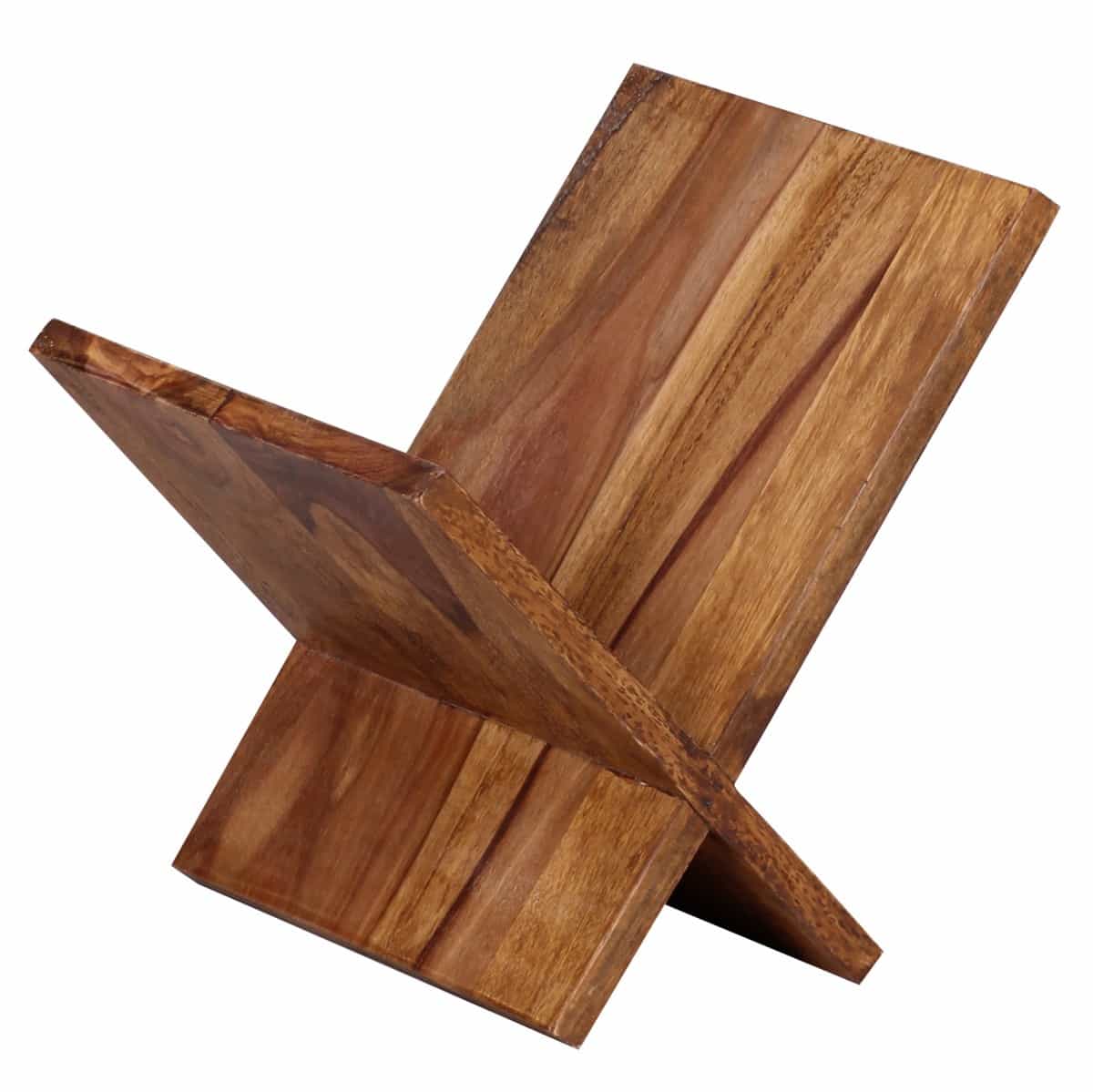 Bild von Zeitungsständer MUMBAI Massivholz Sheesham X-Form 31 cm Zeitschriften-Ständer Design Prospekt-Halter Landhaus-Stil Buchständer