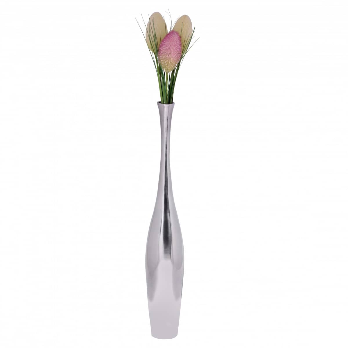 Bild von Deko Vase groß BOTTLE S Aluminium modern mit 1 Öffnung in Silber | Hohe Alu Blumenvase handgefertigt | Große Dekovase für Blumen