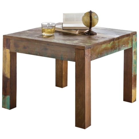 Bild von Couchtisch KALKUTTA 60 x 47 x 60 cm | Massivholz Beistelltisch Shabby-Chic | Wohnzimmer Tisch aus Bootsholz | Sofatisch quadratisch