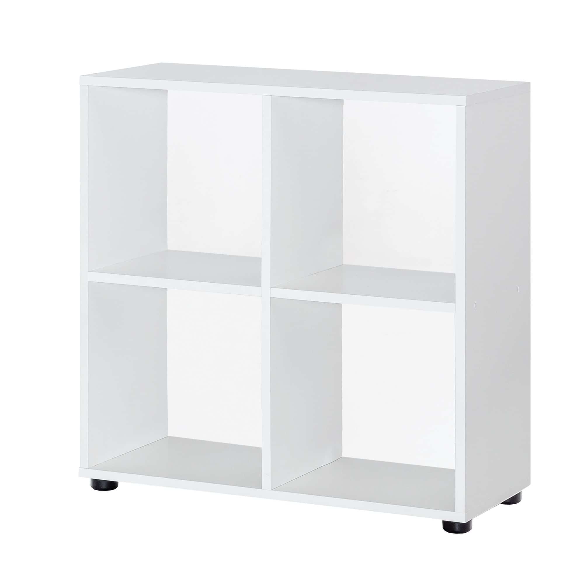 Bild von Wohnling Design Bücherregal mit 4 Fächern Weiß 70 x 72 x 29 cm, Standregal Holz Regal freistehend, Ordnerregal Raumteiler Würfel-Regal modern, Offenes Aufbewahrungsregal