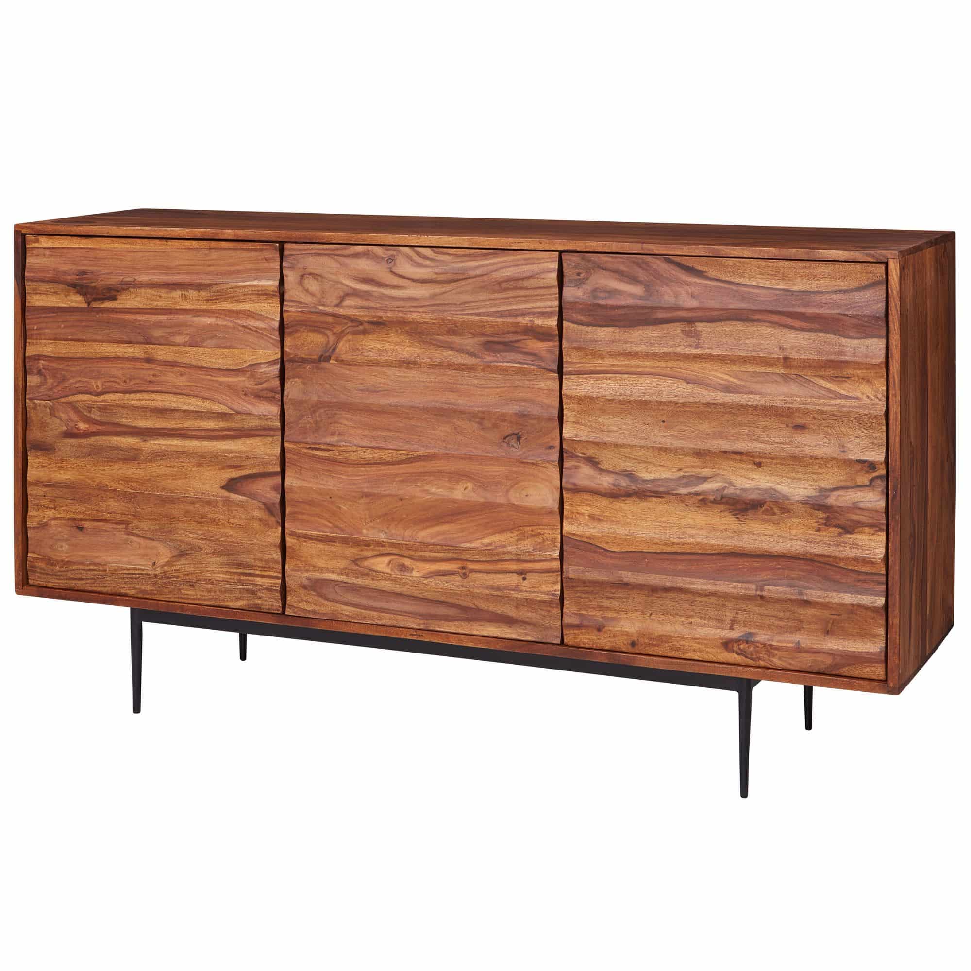 Bild von Wohnling Sideboard WL5.635 Sheesham Massivholz 150x81x41 cm Landhaus Kommode, Design Anrichte Groß, Hoher Kommodenschrank mit 3 Türen Holz Massiv, Standschrank Wohnzimmer Modern