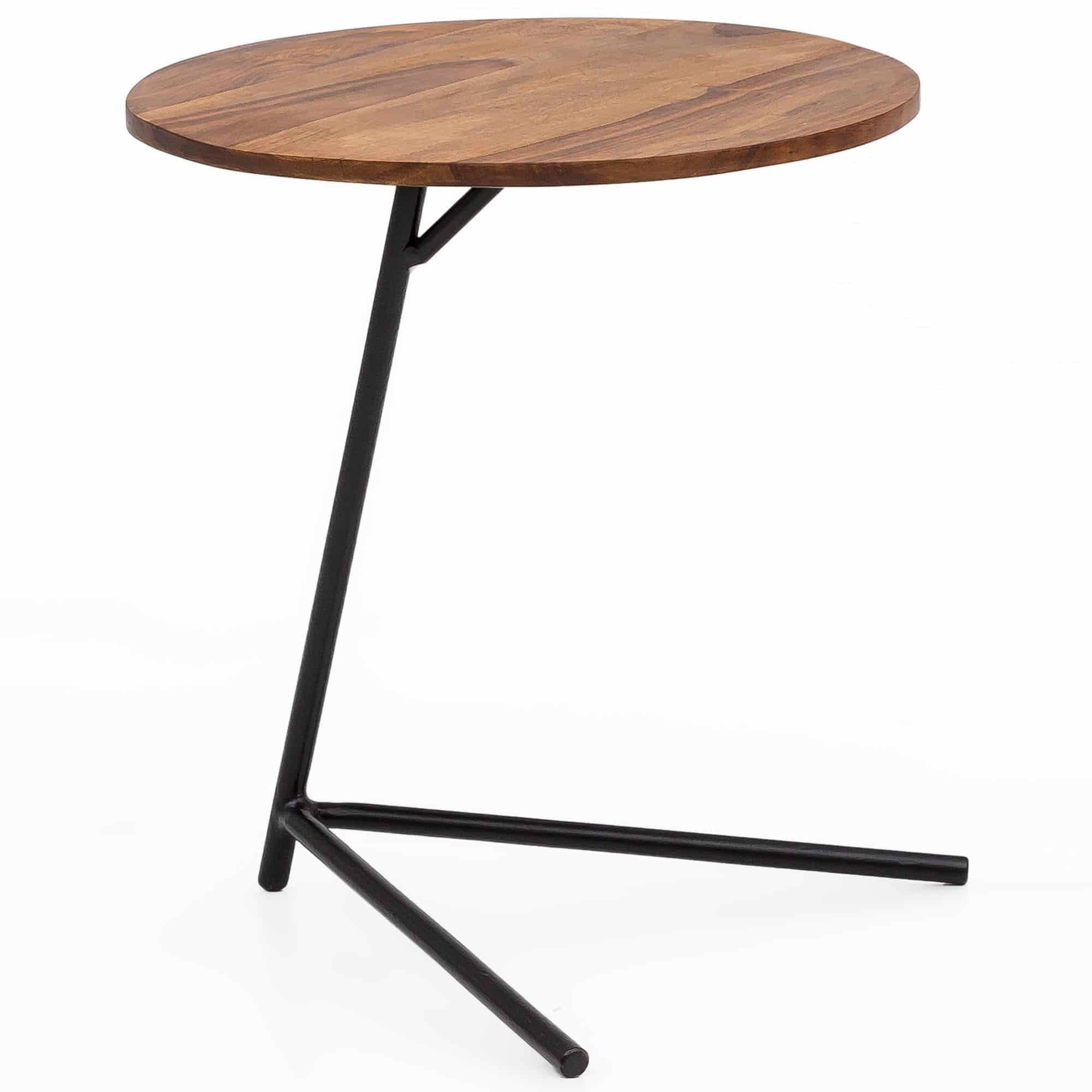 Bild von Wohnling Beistelltisch 40x46x40cm Sheesham Holz Metall Couchtisch, Industrial Style Echtholz Tischchen Wohnzimmer, Holztisch Sofatisch Metallbeine, Anstelltisch Dekotisch Rosenholz