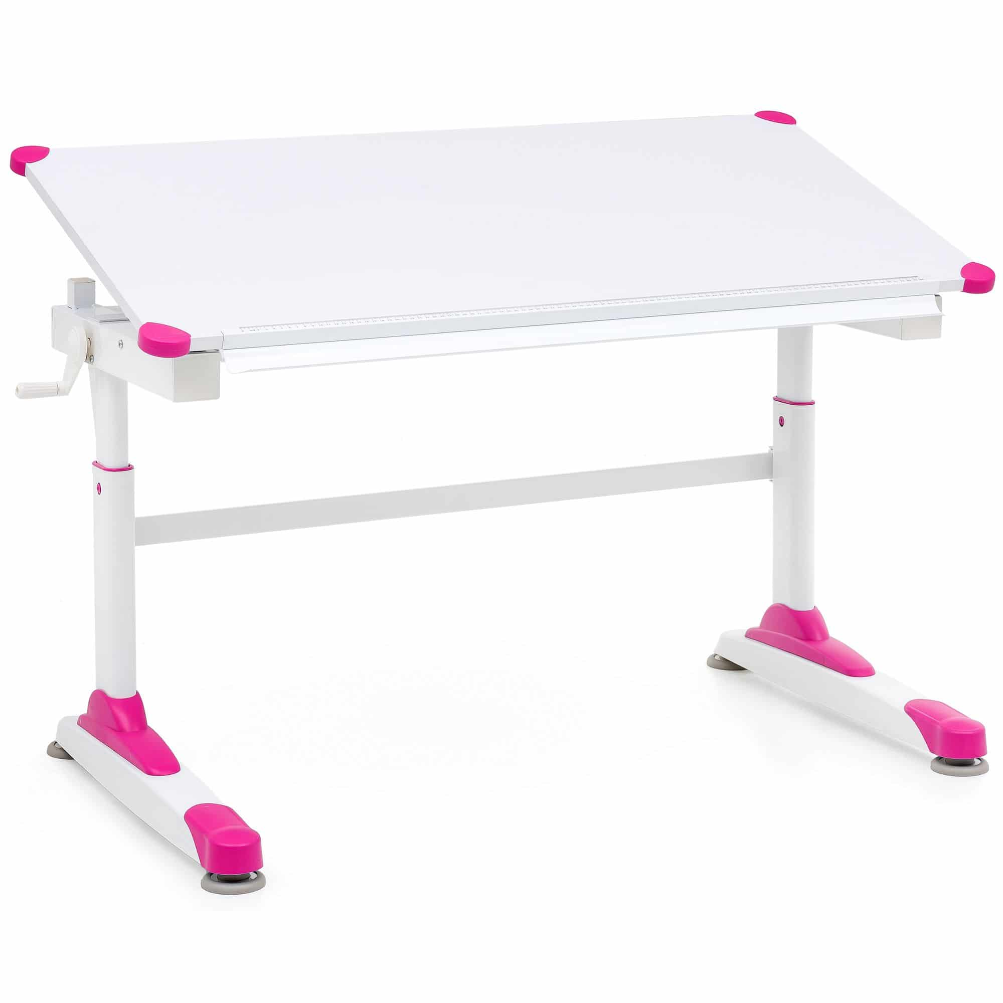Bild von Design Kinderschreibtisch Holz 119 x 67 cm Pink/Weiß Maltisch | Neigbarer Mädchen Schülerschreibtisch | Höhenverstellbarer Kinder - Schreibtisch | Kindertisch Tischgestell Metall