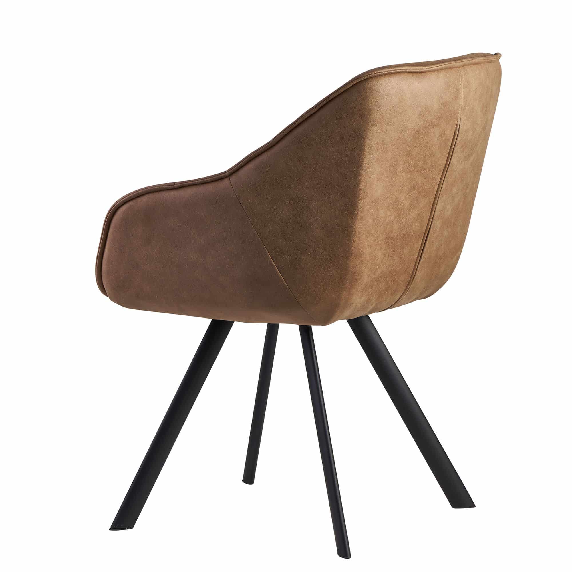 Bild von Wohnling Esszimmerstuhl Wildlederoptik Beige Gepolstert, Küchenstuhl mit Schwarzen Beinen, Moderner Schalenstuhl mit Armlehnen, Design Polsterstuhl Stoffbezug