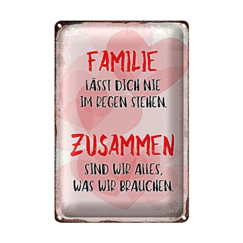 Bild von Familie Inspirierendes Blechschild – Wandobjekt mit Herzmotiv