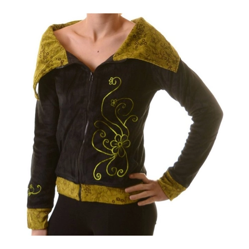 Bild von KUNST UND MAGIE Sweatjacke Boho Ethno Jacke mit Rollkragen aus Samt