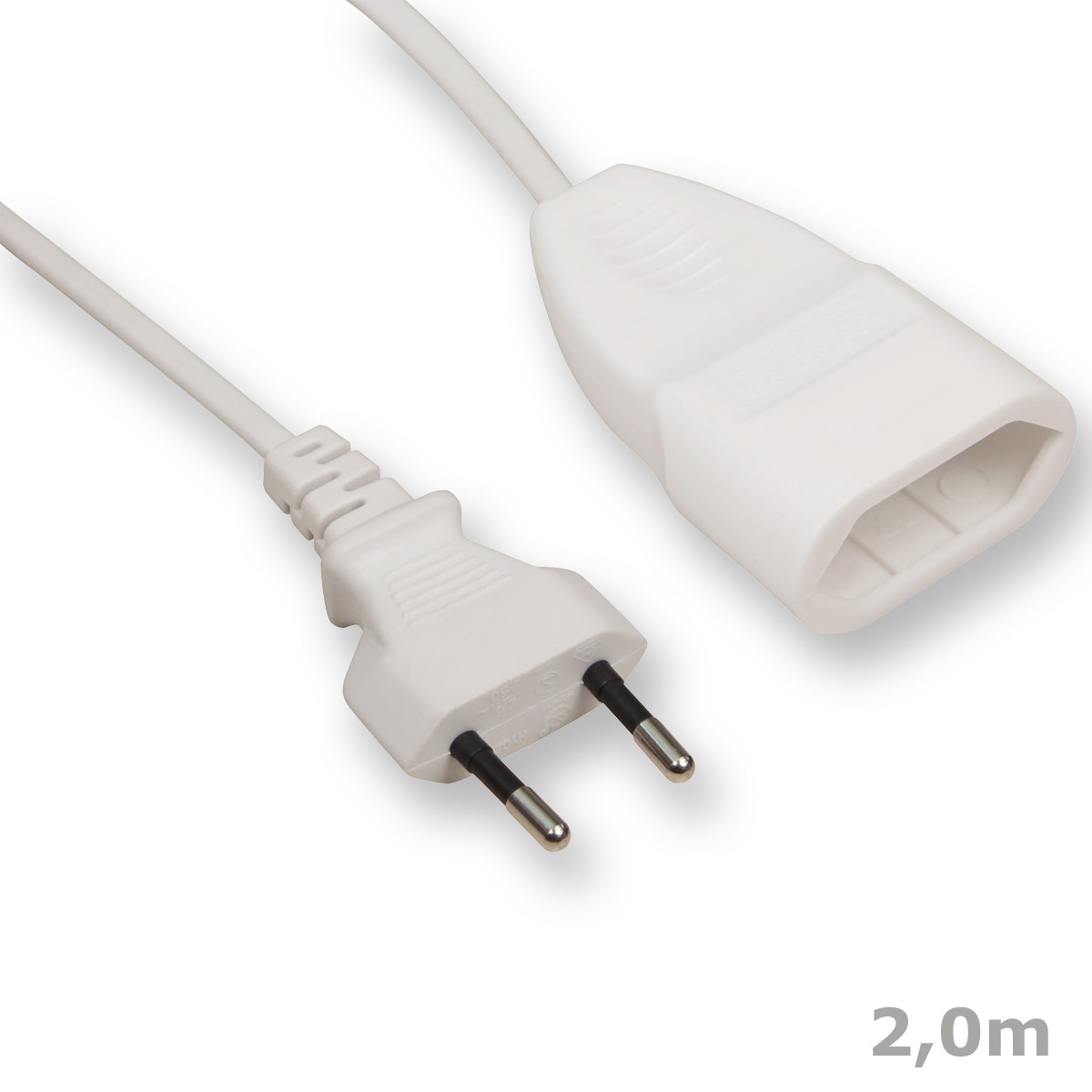 Bild von EURO Verlängerungskabel - 2m - 2x0,75mm² - weiss