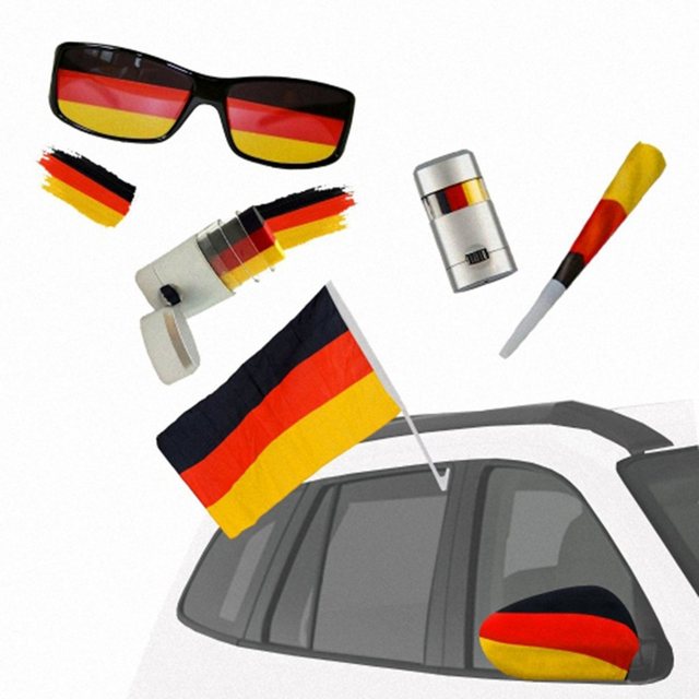 Bild von Taffstyle Flagge Auto Fan Set Deutschland Fanartikel Land Fahne Tröte Schminke Brille, EM WM Länderflagge Flagge Handball Eishockey Basketball Fussball