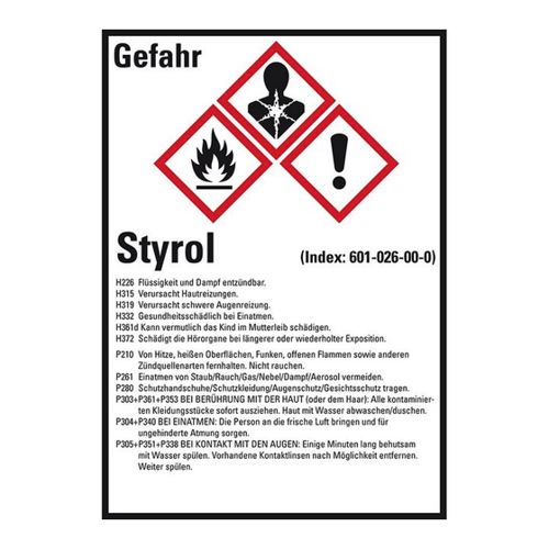 Bild von König Werbeanlagen Gefahrstoffetikett Styrol