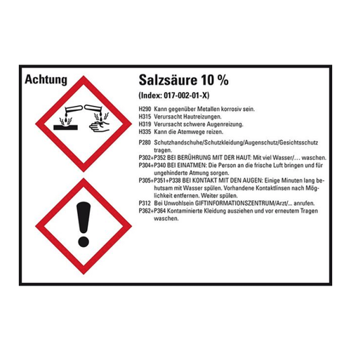 Bild von König Werbeanlagen Hinweisschild GHS-Etikett Salzsäure 10%