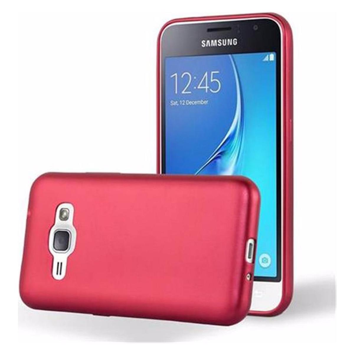 Bild von Cadorabo TPU Matt Metallic Cover (Samsung Galaxy J1 (2016)), Smartphone Hülle, Rot