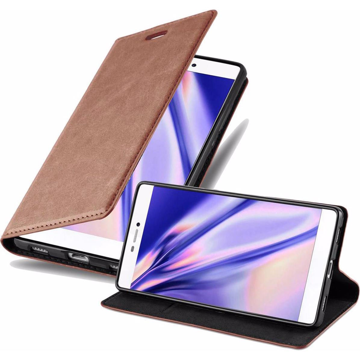 Bild von Cadorabo Book Invisible Magnet Cover (Huawei P8), Smartphone Hülle, Braun