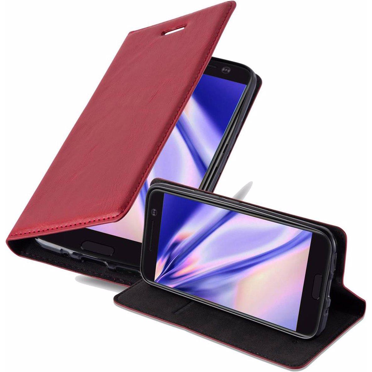 Bild von Cadorabo Hülle kompatibel mit HTC ONE M10 aus Premium Kunst Leder Flip Klappbare Stoßfeste Magnetische [Standfunktion] [Kartenfächern] Cover Hülle für HTC ONE M10 Tasche in Rot
