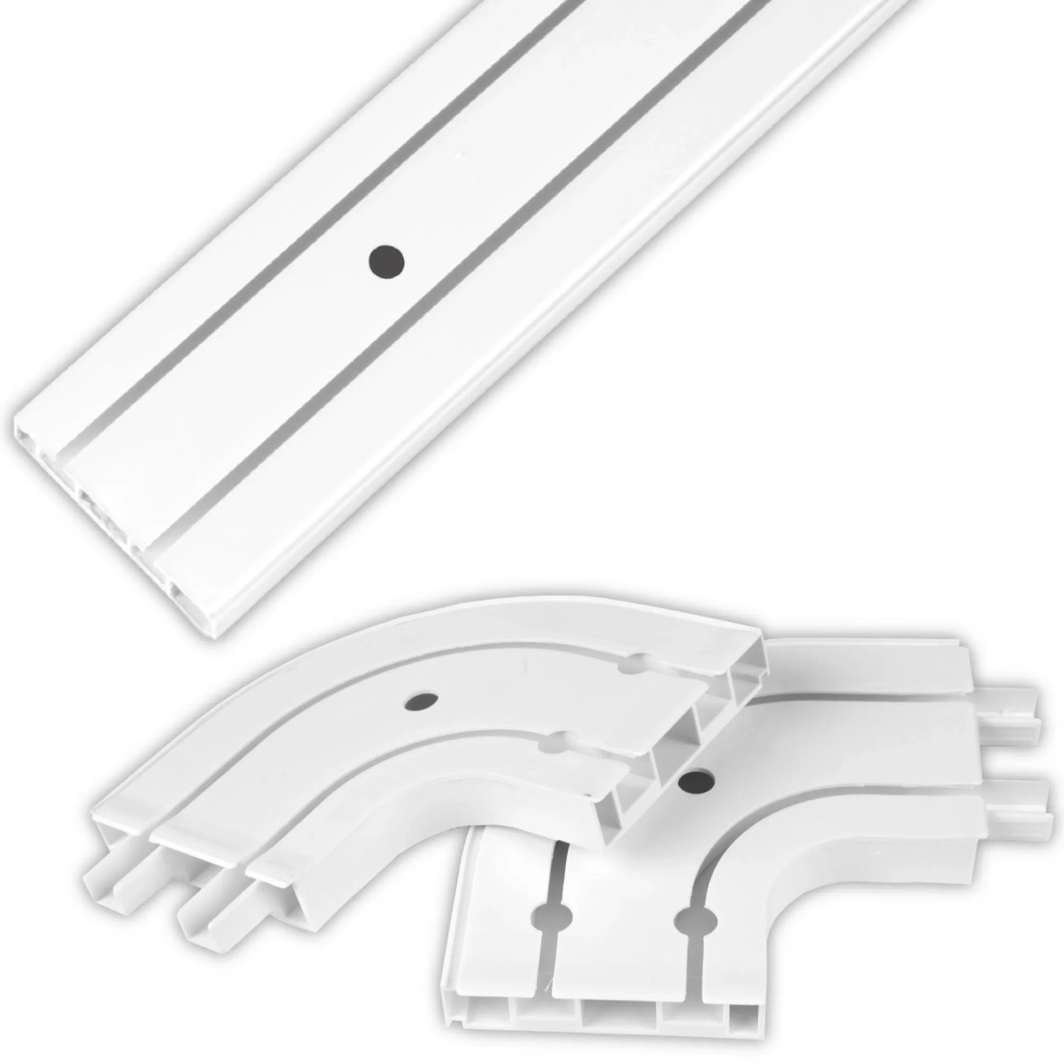 Bild von Bestlivings 390 cm Innenlaufschiene 2 Läufig & 2er Set Rundbogen / 1 x 120 cm & 3 x 90 cm