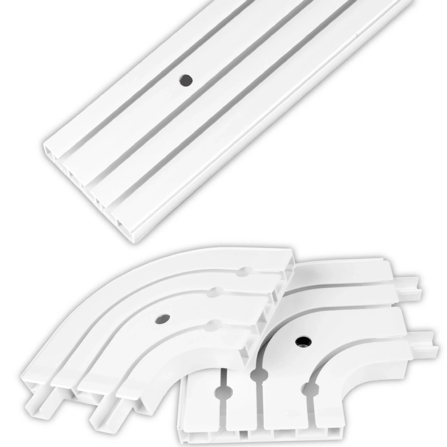 Bild von Bestlivings 420 cm Innenlaufschiene 3 Läufig & 2er Set Rundbogen / 2 x 120 cm & 2 x 90 cm