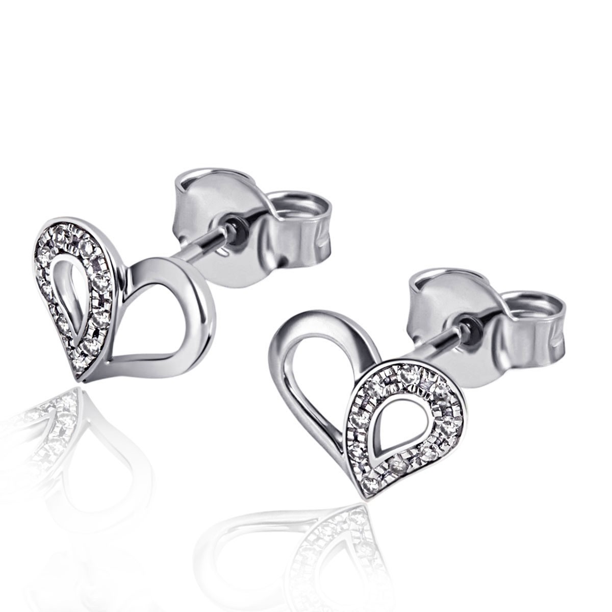 Bild von Goldmaid Damen-Ohrstecker Herz 585 Weißgold 18 Diamanten 0,06 ct. Herz-Ohrringe