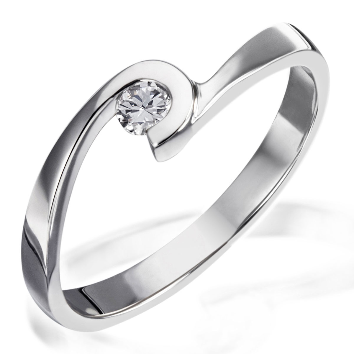 Bild von Damenring Verlobungsring 925 Sterlingsilber 1 Brillant 0,10 ct. SI/H