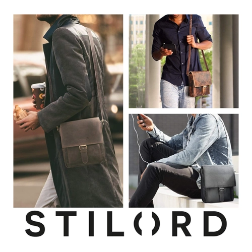 Bild von STILORD 'Nevio' Herrentasche Leder Umhängetasche