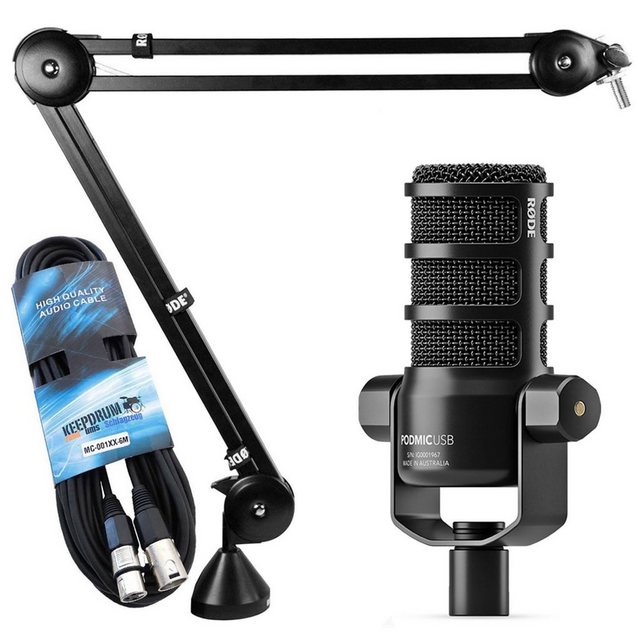 Bild von RØDE Podmic USB XLR Mikrofon mit PSA-1 Stativ u Kabel (Podcasting), Mikrofon