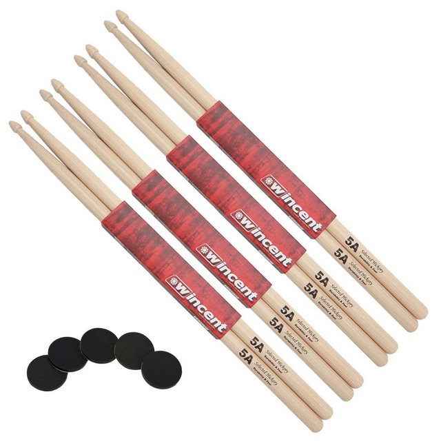 Bild von Wincent Schlagzeug Wincent 5A Schlagzeugstöcke 4 Paar mit Damper Pads,4 Paar, natur, mit Damper-Pads