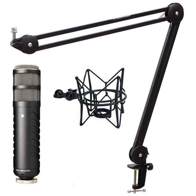 Bild von RØDE Mikrofon Rode Procaster Mikrofon mit keepdrum Gelenkarm und Spinne Schwarz (Vorteils-Set), integrierter Popfilter