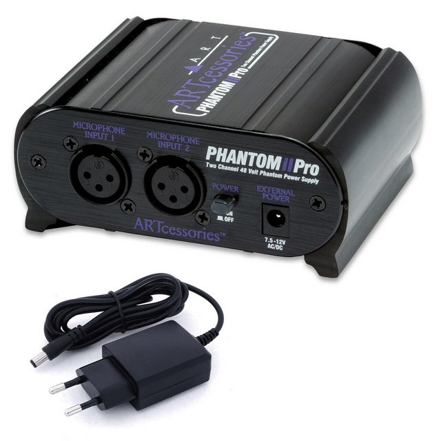 Bild von ART Audio ART Phantomspeisung Phantom II Pro 2-Kanäle 48V mit Netzteil, Mikrofon Zubehör