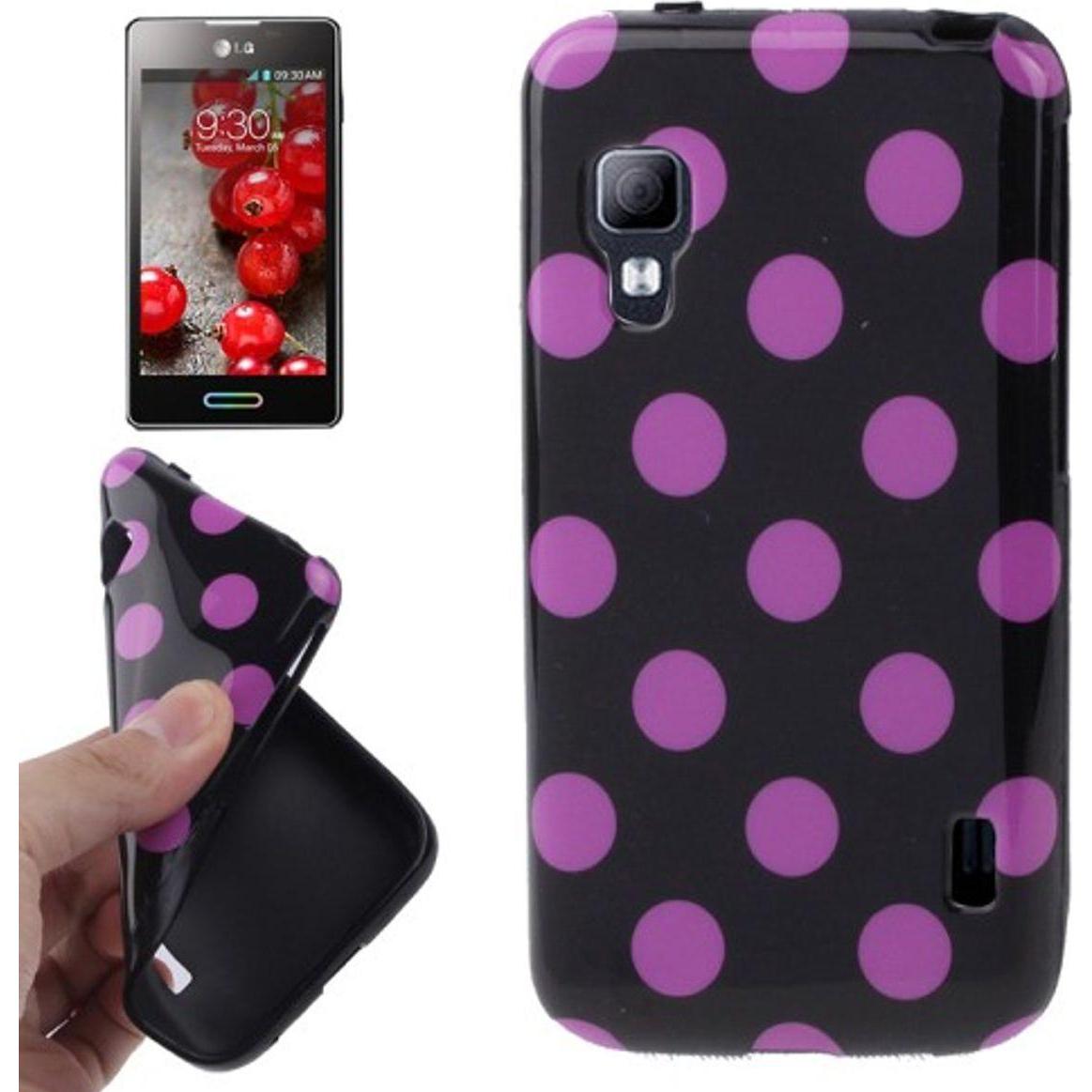 Bild von König Design Schutzhülle TPU Punkte Case für Handy LG Optimus L5 II / E455 (LG Optimus L5 II), Smartphone Hülle, Violett