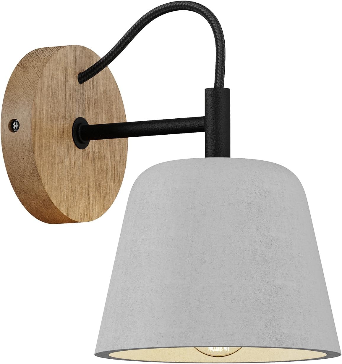 Bild von Lucande Wandlampe Skandi Holz Beton, Wandleuchte innen Wandstrahler 1x E14 max. 40W ohne Leuchtmittel Strahler Spot Wandbeleuchtung Wohnzimmerlampe