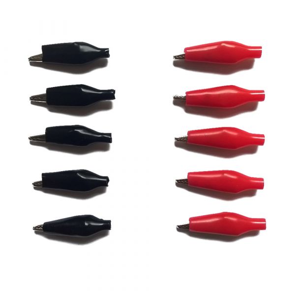 Bild von 10x (5+5) Krokodilklemmen Metall Rot + Schwarz