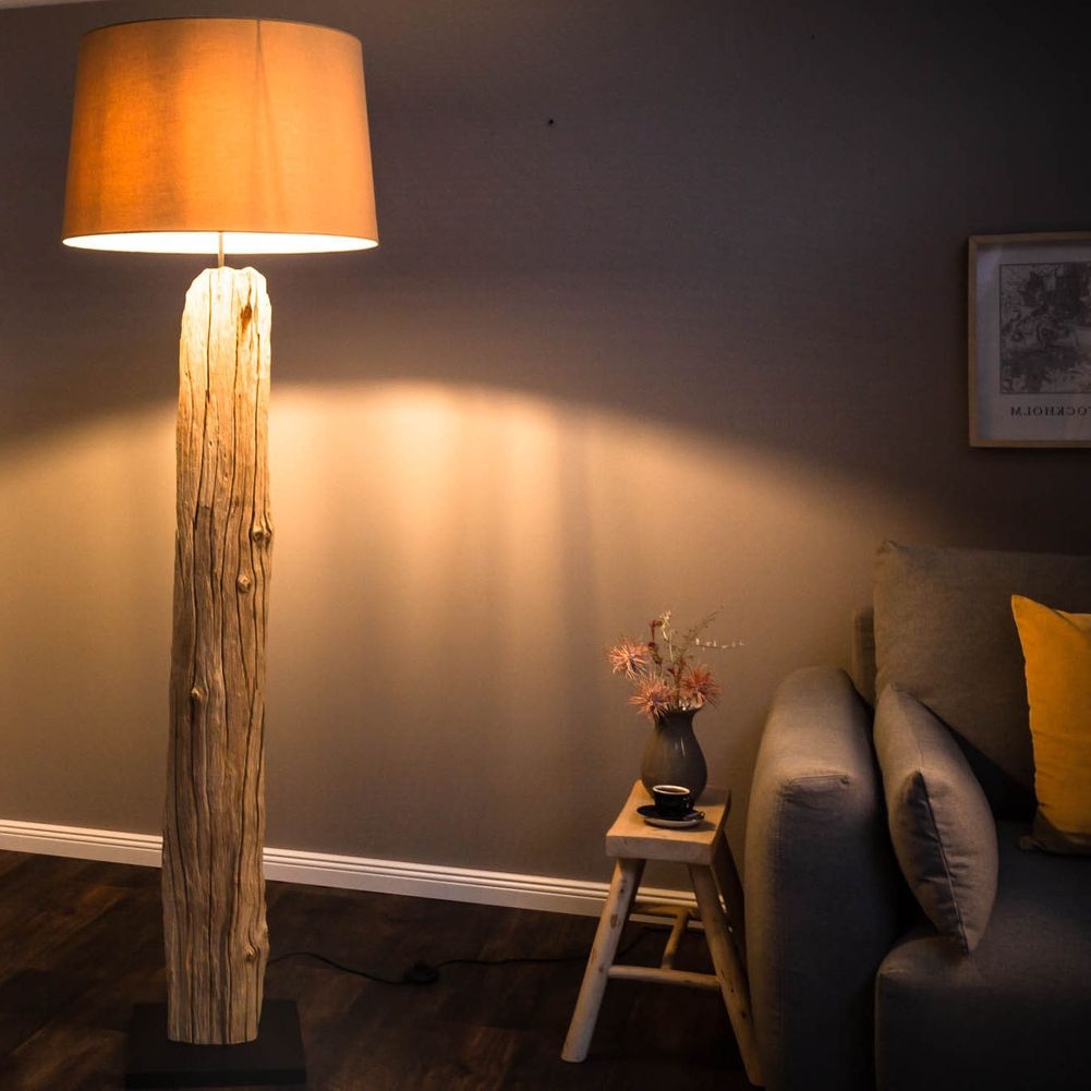 Bild von XL Stehlampe SUMATRA Beige aus Treibholz handgefertigt 175cm H?he