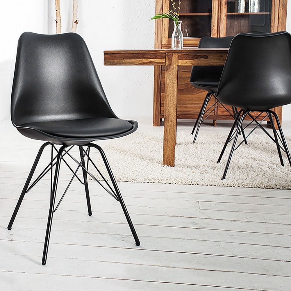 Bild von Retro Stuhl G?TEBORG Schwarz & Metallgestell Schwarz im skandinavischen Stil