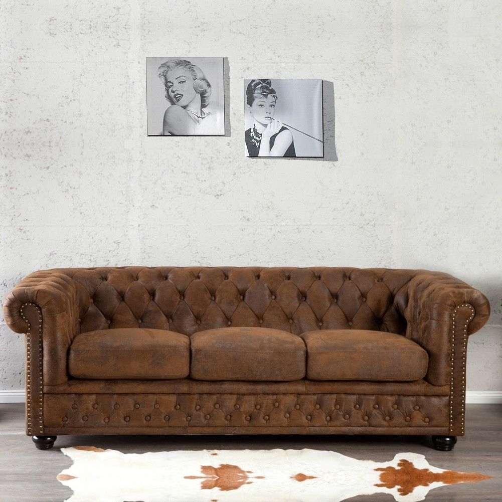 Bild von 3er Sofa WINCHESTER Braun im klassisch englischen Chesterfield-Stil
