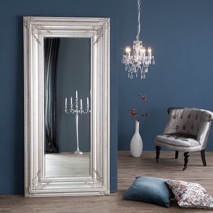 Bild von XXL Romantischer Wandspiegel VERONIQUE Silber Antik in Renaissance-Design 180cm x 85cm