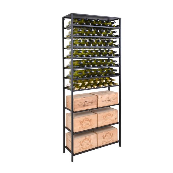 Bild von Metall-Weinregal BLACK PURE mit 3 Fäch. f. Kisten, H 200 x 80 cm