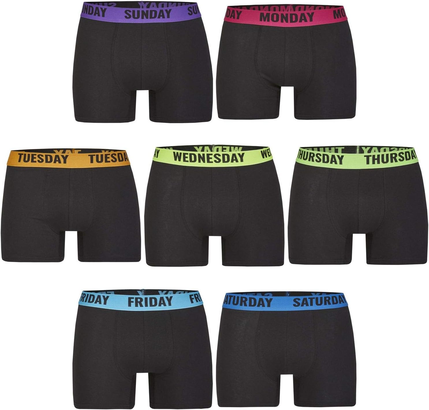 Bild von Happy Shorts 7 Stück Jersey Trunk Herren Boxershorts Pants Boxer Weekly Underwear, Grösse:M - 5-50, Farbe:schwarz