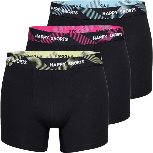 Bild von HAPPY SHORTS Trunk 3 Stück Happy Shorts Jersey Trunk Herren Boxershort Pant Schwarz Black (1-St)