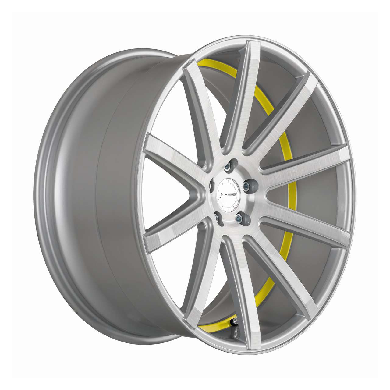 Bild von CORSPEED DEVILLE Silver-brushed-Surface/ undercut Color Trim gelb 9.0Jx21 5x120 ET35