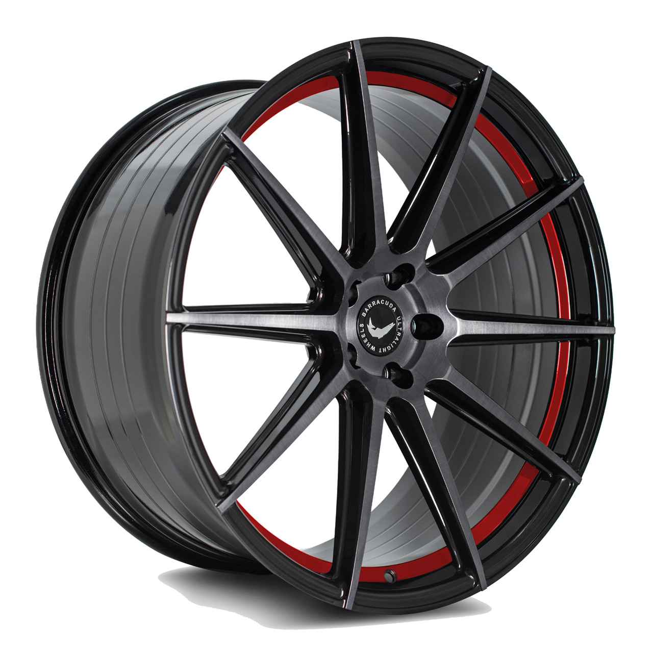 Bild von BARRACUDA PROJECT 2.0 silver brushed/ undercut Color Trim rot 9.0Jx20 5x112 ET35