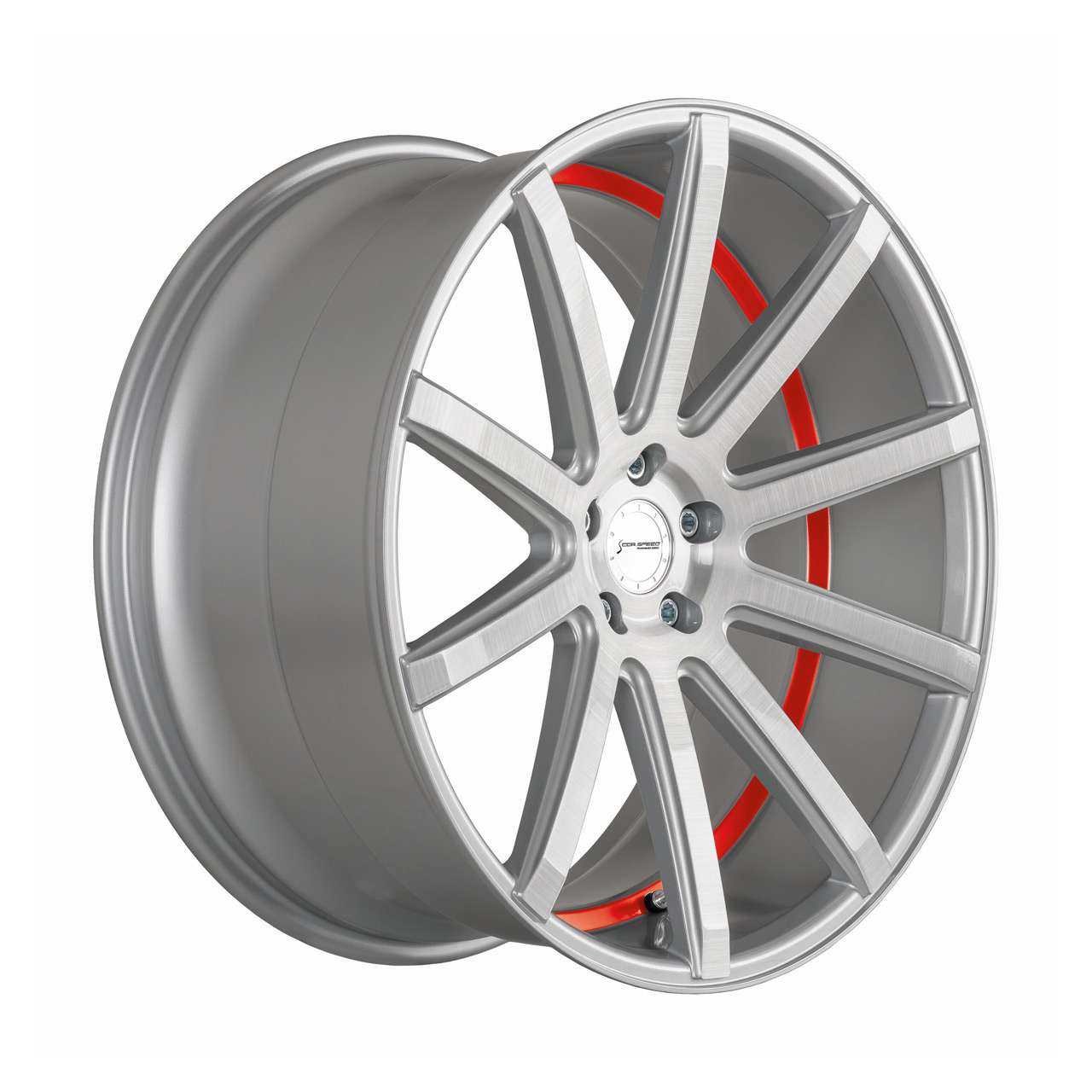 Bild von CORSPEED DEVILLE Silver-brushed-Surface/ undercut Color Trim rot 10.5Jx20 5x112 ET30